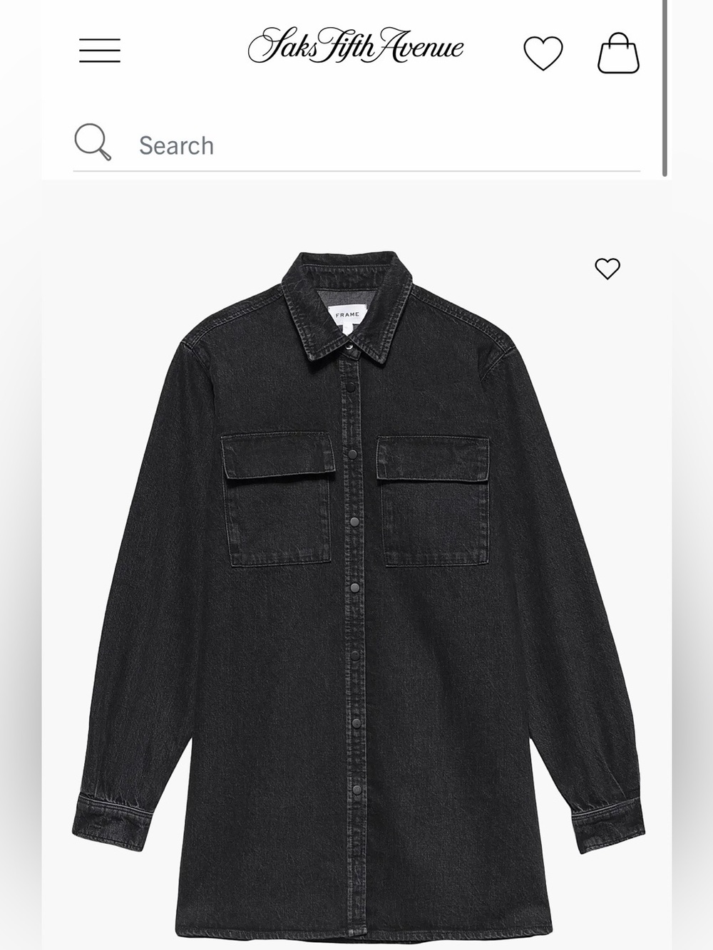 NWT!Frame Denim Washed Black Long Denim Shirt Jacket Size small but fits M